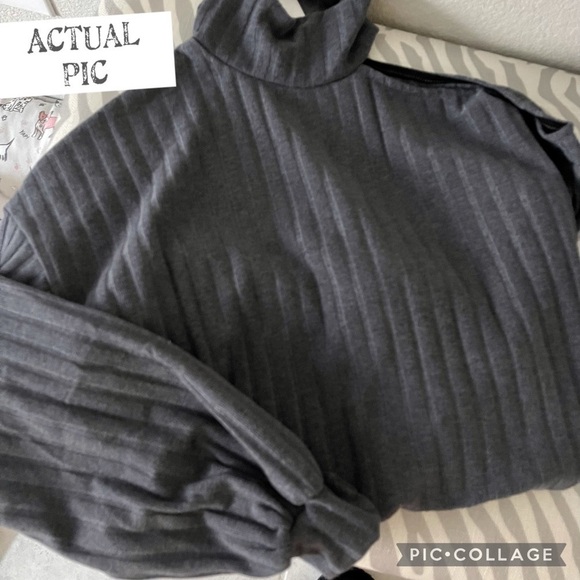 SALE!! Charcoal One Shoulder Top - Picture 4 of 4